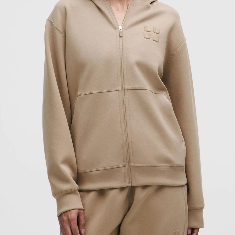 Lululemon oversized zip jacket Women's Tan Hoodie smooth spacer full zip